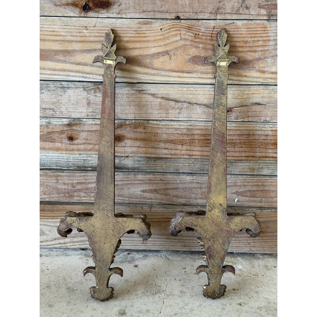 Pair Regency Vintage Gilt Acanthus Leaf Wall Brackets / Plate or Picture Mounts For Sale - Image 10 of 12