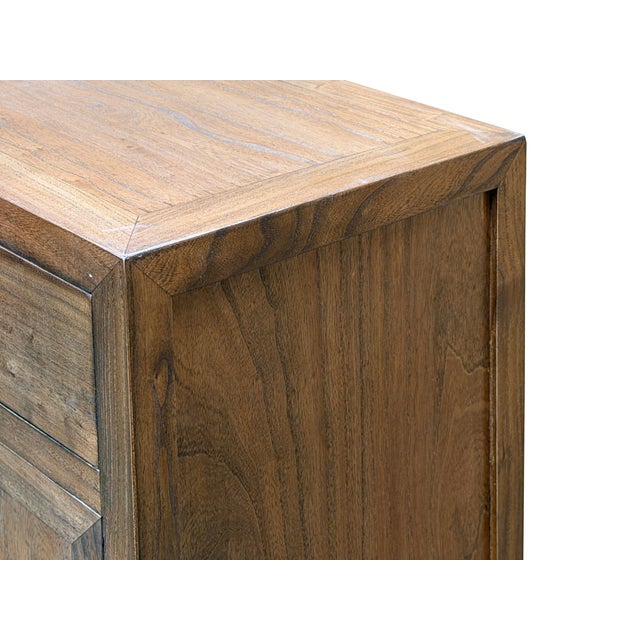 Oriental Simple Natural Wood Brown Drawer End Table Nightstand For Sale - Image 16 of 16