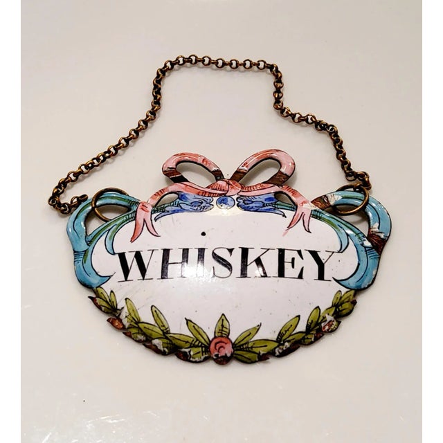 French Mid 19th Century French Enamel Whiskey Decanter Tag For Sale - Image 3 of 3