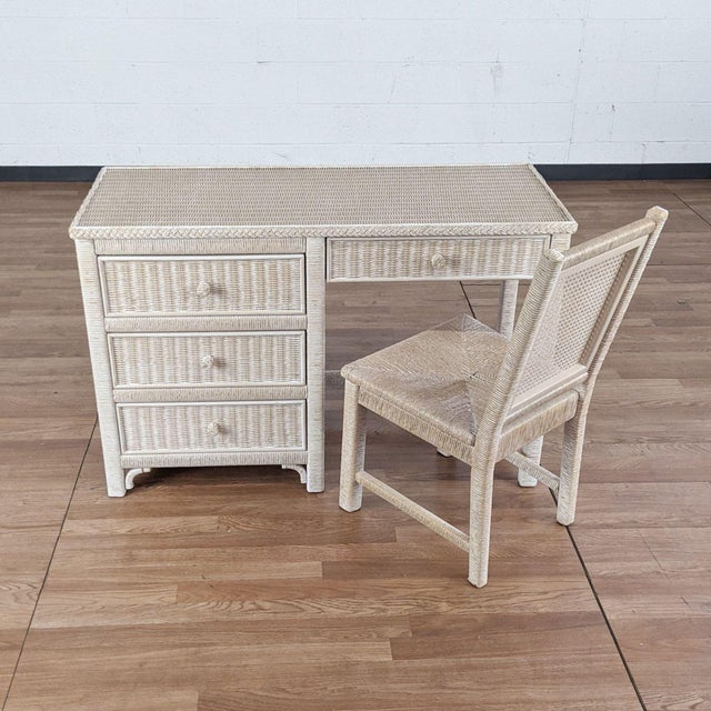Henry Link Wicker Desk and Chair 2 Pieces Chairish