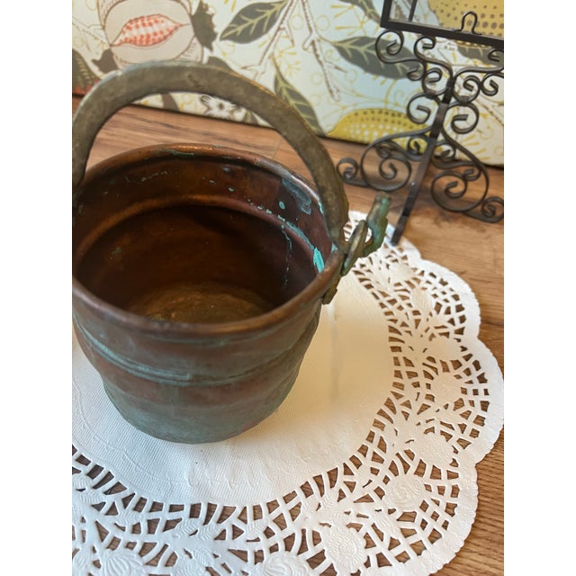 1970s Small Vintage Metal Planter Style Bucket For Sale - Image 5 of 7
