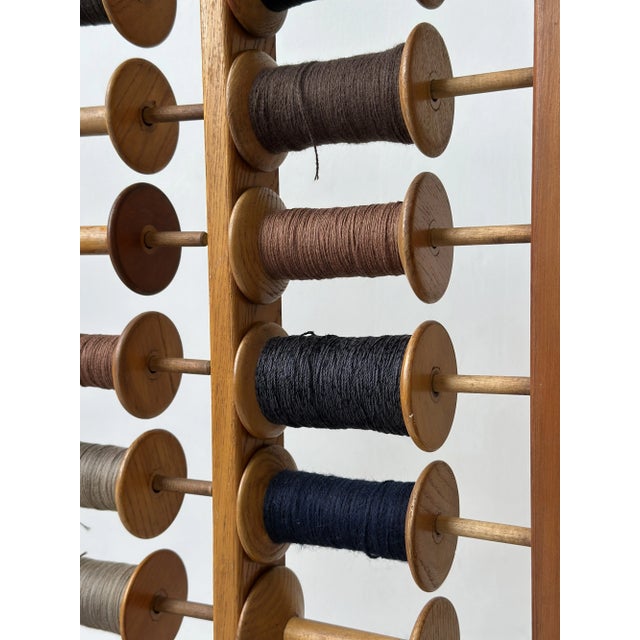 Vintage Oak Frame Cord/Yarn Bobbin Storage Rack, Circa 1940s-50s For Sale - Image 10 of 17