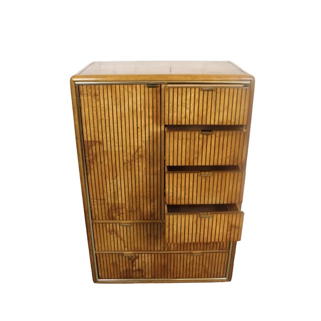 American of Martinsville Rare Vintage Burl American Martinsville MCM Cabinet Armoire Wardrobe 1972 For Sale - Image 4 of 8