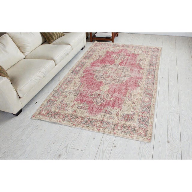 Mid 20th Century Turkish Handknotted Wool Area Rug For Sale - Image 4 of 9