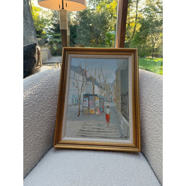 Vintage Original Parisian Street Scene Oil Painting by Jean Lay Sauls, Signed & Framed For Sale - Image 12 of 12