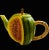 A fun Trompe de l’oeil watermelon shaped tea pot. Vibrant colors to display or use for summer tables.