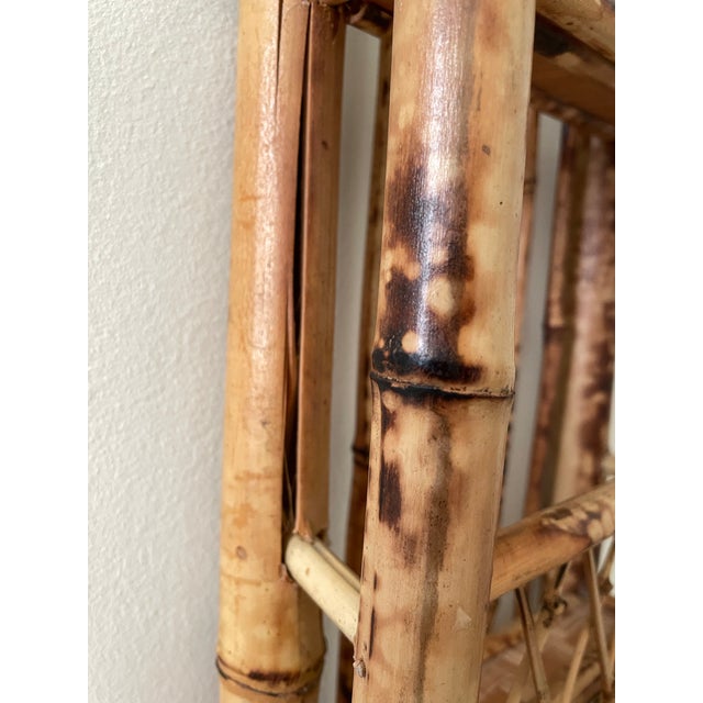 Camel Vintage Scorched Bamboo Boho Wall Shelf Organizer For Sale - Image 8 of 8
