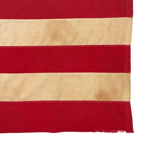 American Large Vintage Cotton American Flag With Embroidered Stars For Sale - Image 3 of 6