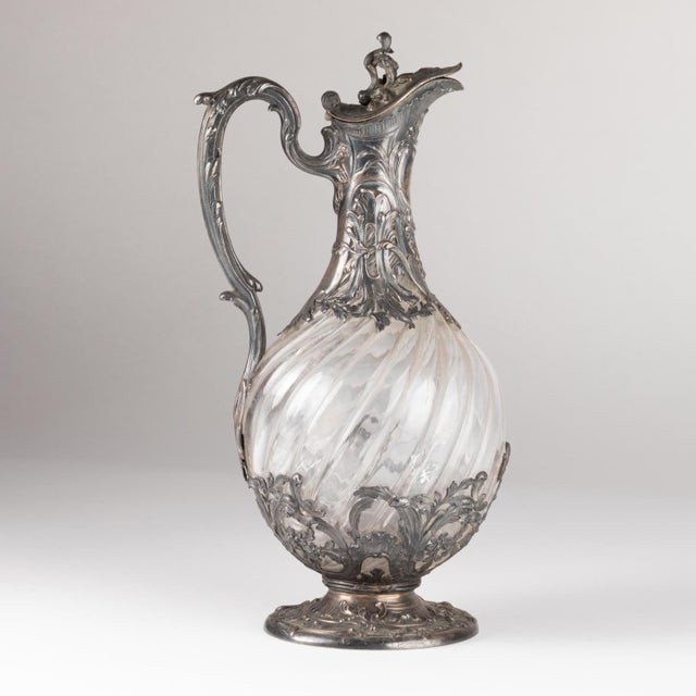 Metal 19th Century Napoleon III Silver and Crystal Ewer For Sale - Image 7 of 11