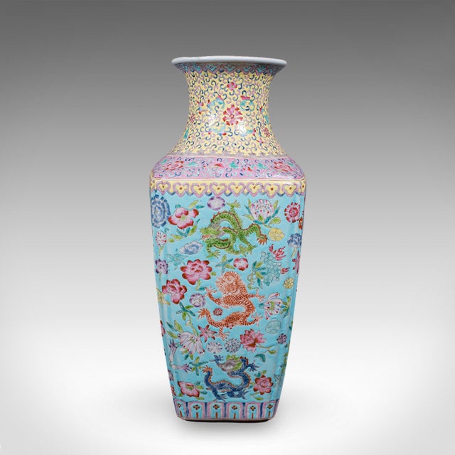 This is a vintage Famille Rose display vase. An Oriental, ceramic flower urn, dating to the Art Deco, circa 1940. A treat...
