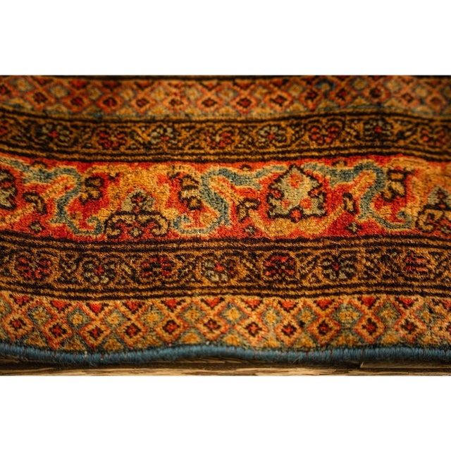 Navy Blue 1920s Blue Navy Classic Floral Shah Abbas Antique Handknotted Wool Kashan Rug For Sale - Image 8 of 10