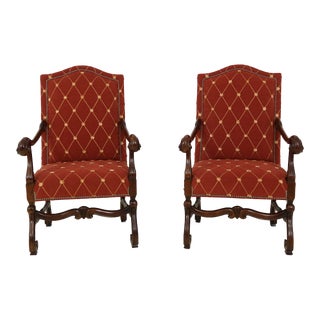 Pair of 1990s Italian Oversized Upholstered Throne Chairs For Sale