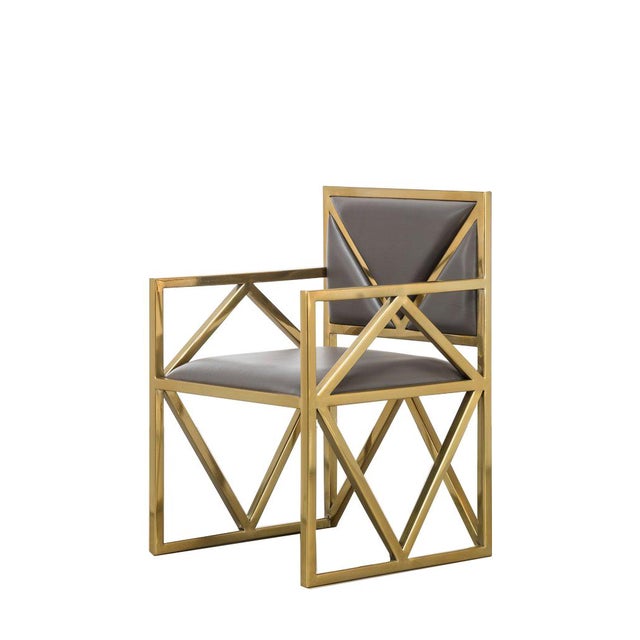 Contemporary Gray Leather X Arm Chair Elegant Dining Room Furniture