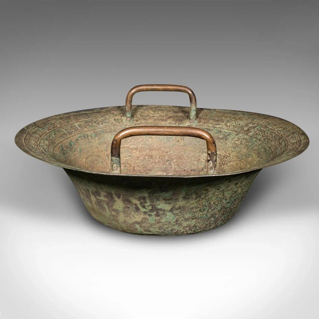 Victorian 1900s Victorian Antique Ceremonial Bowl, Chinese, Patinated Brass, Dish, Qing For Sale - Image 3 of 9