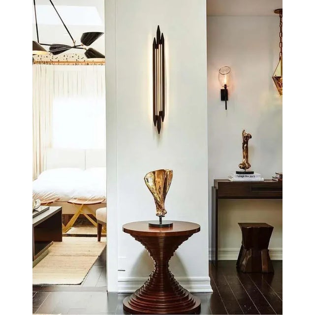 Walnut Stacked Disc Side Table For Sale In Los Angeles - Image 6 of 8