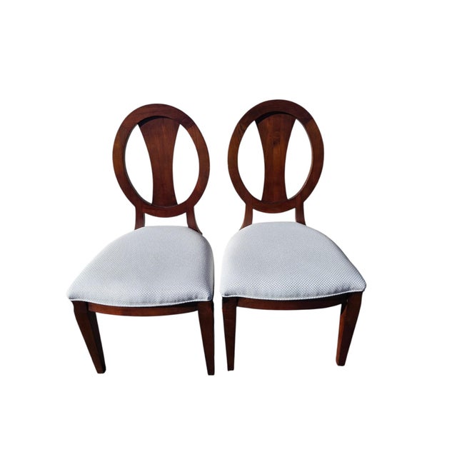 1990s Ethan Allen Horizons Dining Armchair Pair Wood Oval Slat Back Accent Living Room For Sale - Image 16 of 18
