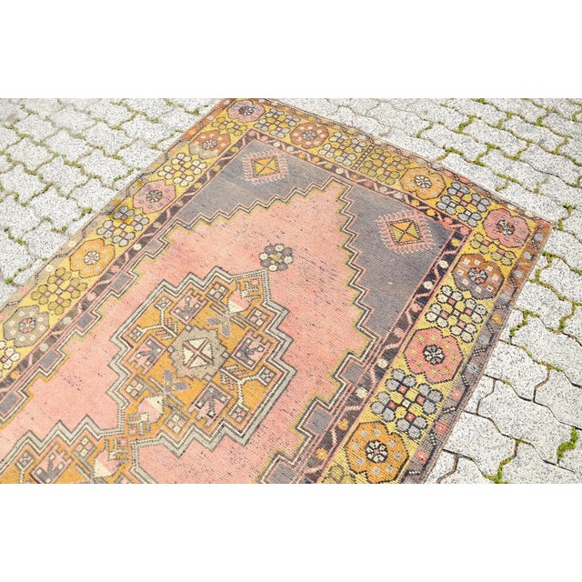 Pink Vintage Pastel Pale Pink Rug For Sale - Image 8 of 11