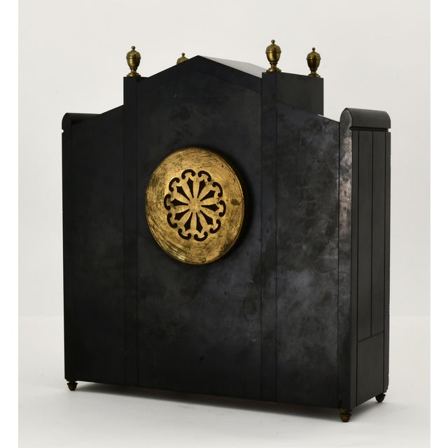 Black Antique French Black Marble and Hand-Painted Clock Garniture Set, Late 19th Cent For Sale - Image 8 of 11