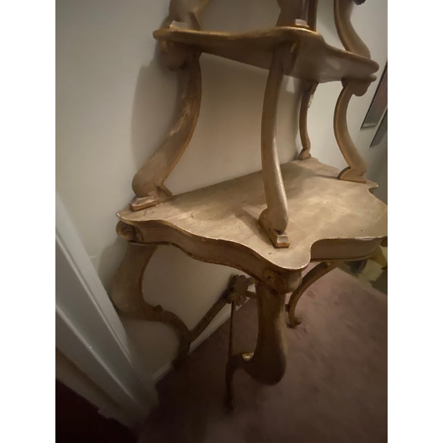 Vintage Louis XV Gold gilded 3 tiered wooden etagere. Look’s beautiful in a powder room with towels and soaps, perfect for...