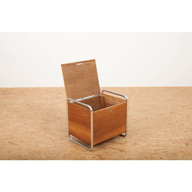 Chrome-Plated Steel Tube Bar with Walnut Body and Veneered Flap For Sale - Image 12 of 12