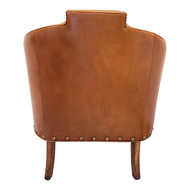 Nailhead Trim Leather Club Chair With Mohair Cushion Chairish