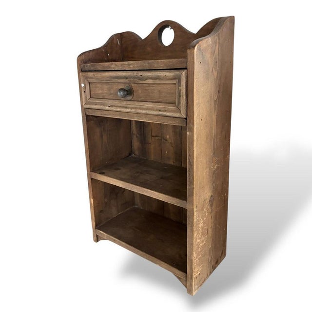 Rustic Vintage Oak and Pine Bathroom Cabinet with Drawer For Sale - Image 3 of 8