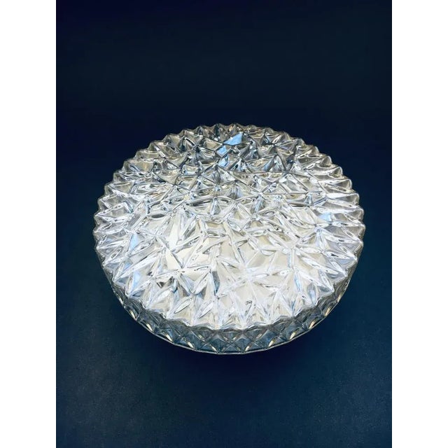 Vintage Midcentury Modern Design Crystal Glass Sconce Wall Lamp by BUR Leuchten, made in Germany 1960's. Round elevated...