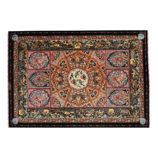 Middle Eastern Hand-Knotted Ghom Rug in Silk For Sale