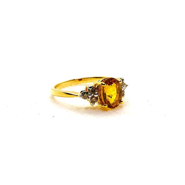 Bochic “Orient” Vintage Yellow Sapphire & Cognac Diamond Ring Set In 18K Gold & Silver Natural Yellow Sapphire - 1 carat...