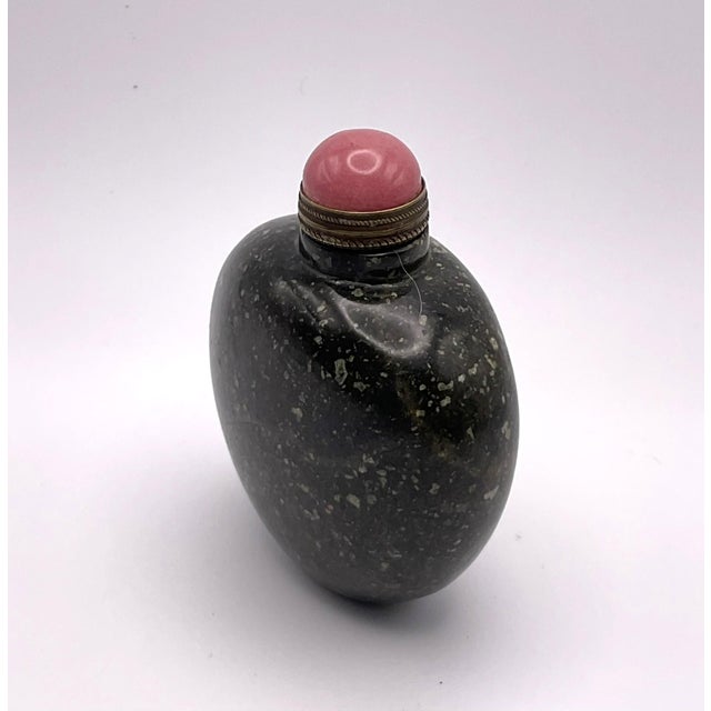 Asian Black With White Dots Porphyry Snuff Bottle For Sale - Image 3 of 11