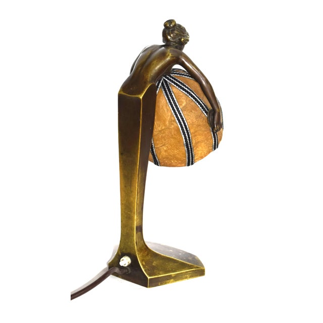19th Century Art Nouveau Bronze Table Lamps from Rudolf Marschall, 1890s, Set of 2 For Sale - Image 5 of 12