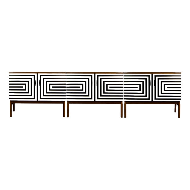 Modular Sideboard with Op Art Motif, 1970s, Set of 3 For Sale