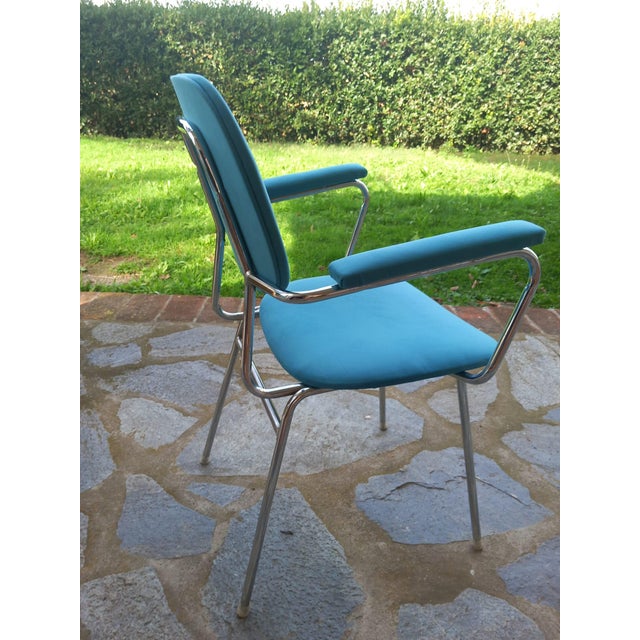 Steel Dining Chairs with Armrests, Padded Alcantara Seats and Backs, 1960s, Set of 10 For Sale - Image 12 of 18
