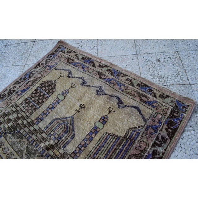 Turkish Vintage Turkish Pictorial Rug 3'6'' X 4'11'' For Sale - Image 3 of 10