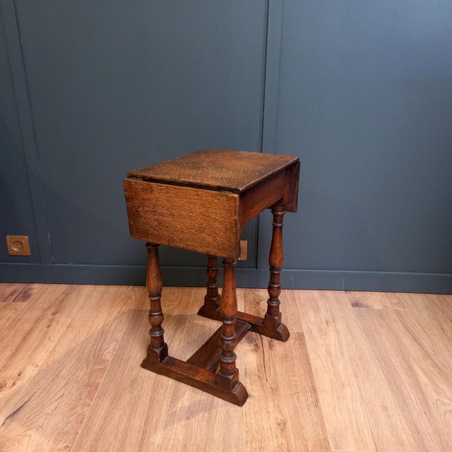 Antique Drop Leaf Joint Stool, 1700s For Sale - Image 12 of 13