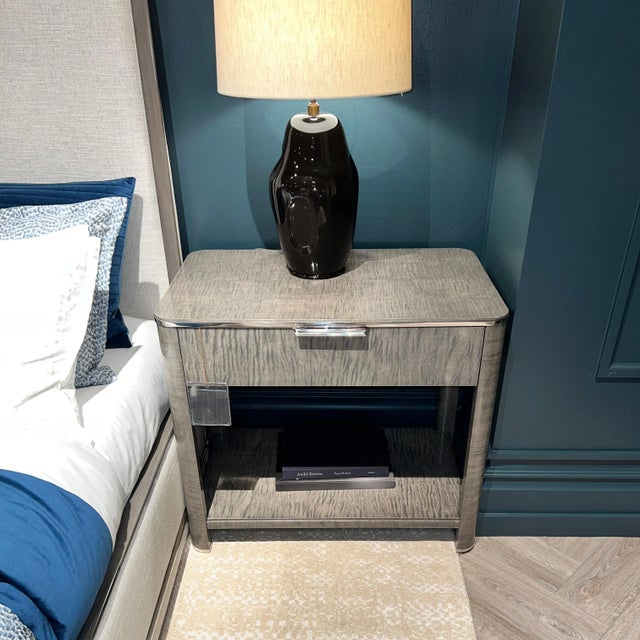 Wood Pair of Grey Art Deco Style Nightstands For Sale - Image 7 of 7