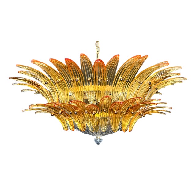 Vintage Hanging Light with 82 Amber Glasses, 1990s For Sale