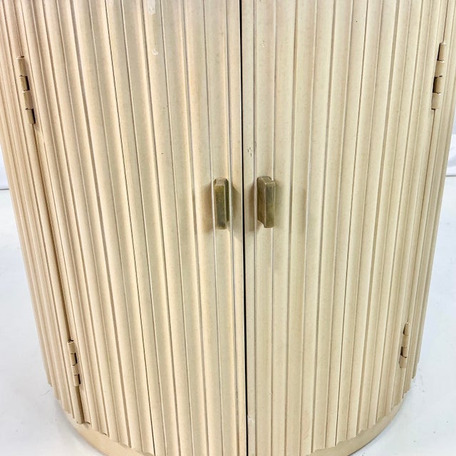 Wood Vintage Neoclassical Roman Contemporary Century Furniture Drum Marble Top Side Table For Sale - Image 7 of 16