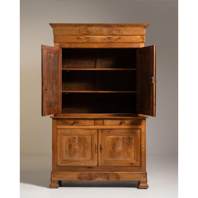 Amber 19th Century France Warm Honey Oak Carved Oak Two-Part Cabinet For Sale - Image 8 of 11