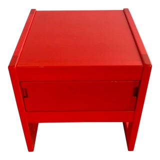 1970s Red Single Drawer Modern Night Table For Sale