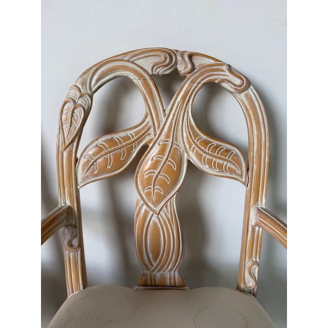 Wood Vintage Regency Faux Bois Palm Dining Chairs – A Pair For Sale - Image 7 of 12