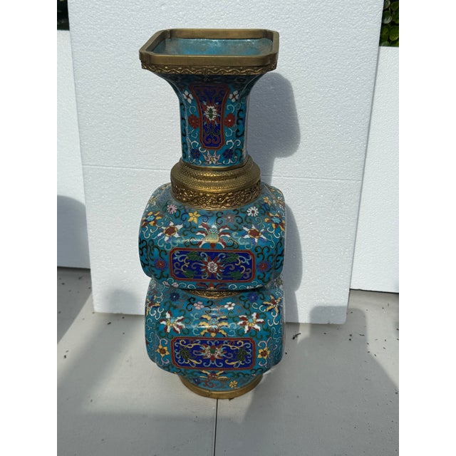 Paint 1970s Chinese Cloissone Vase For Sale - Image 7 of 10