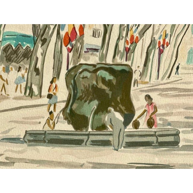 Modern Yves Brayer, Cours Mirabeau in Aix-en-Provence, 20th Century, Lithograph For Sale - Image 3 of 11
