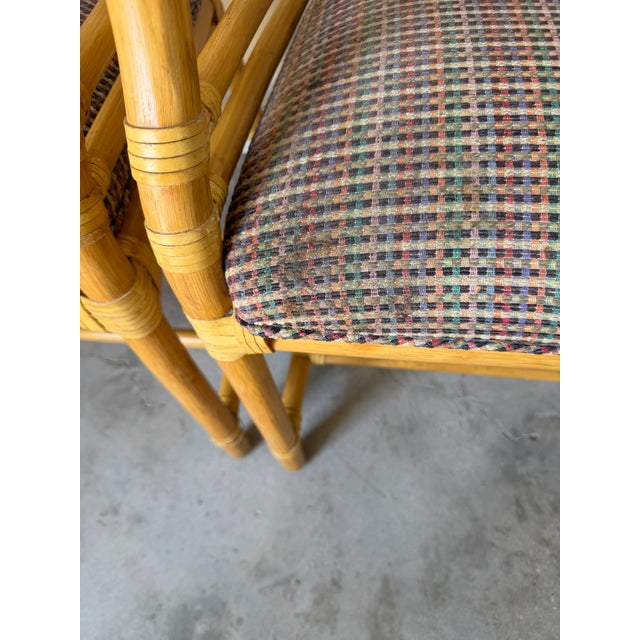 Vintage McGuire Style Bamboo & Leather Wrap Dining Arm Chairs – Set of 4 For Sale - Image 15 of 18