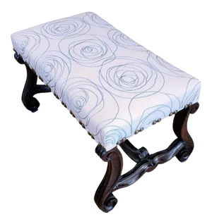 Petite 17th Century French Provincial Louis XIV Footstool in Circassian Walnut With Modern Embrostery
