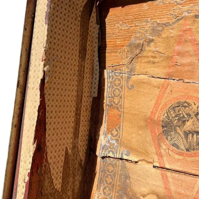 Wood Antique American Green Painted Wood Steamer Trunk or Blanket Chest, 19th Century For Sale - Image 7 of 10