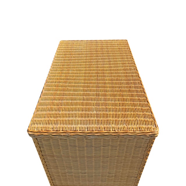 Vintage Wicker Tall Dresser or Chest of Drawers in Boho Chic Coastal Style For Sale In New York - Image 6 of 6