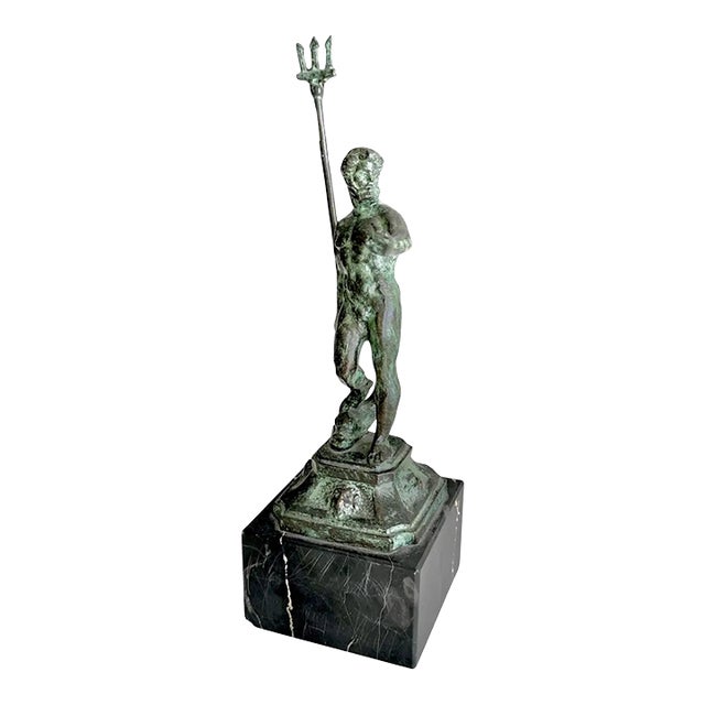 Bronze Statue Greek God Poseidon Holding Trident For Sale