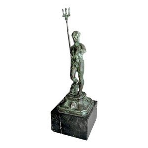 Bronze Statue Greek God Poseidon Holding Trident