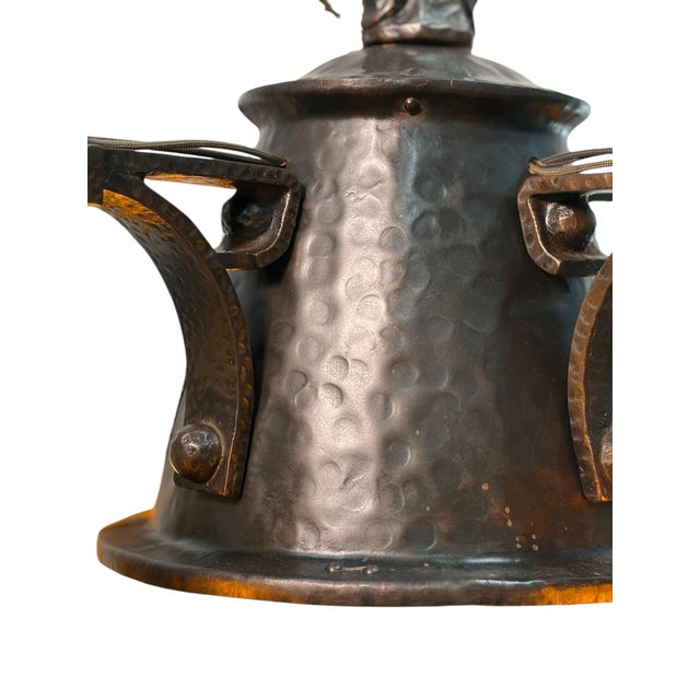1910s Arts and Crafts 5 Light With Four Lanterns and Mica Dome Bottom Light For Sale - Image 10 of 16